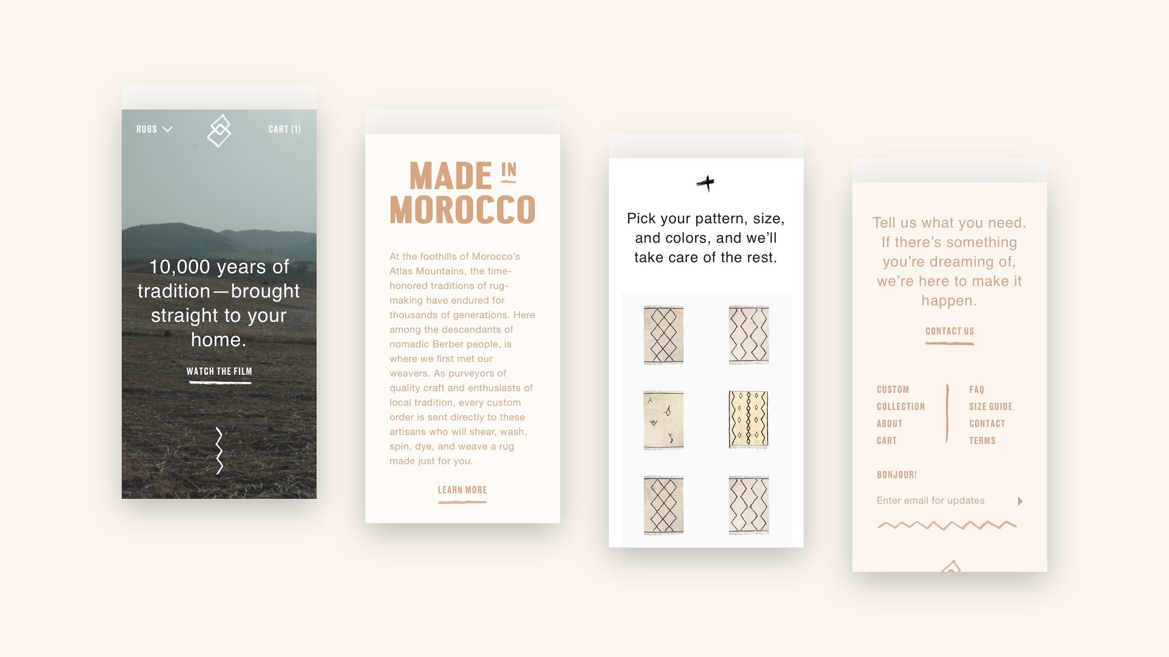 Made in Morocco; pick your pattern, size, and colors