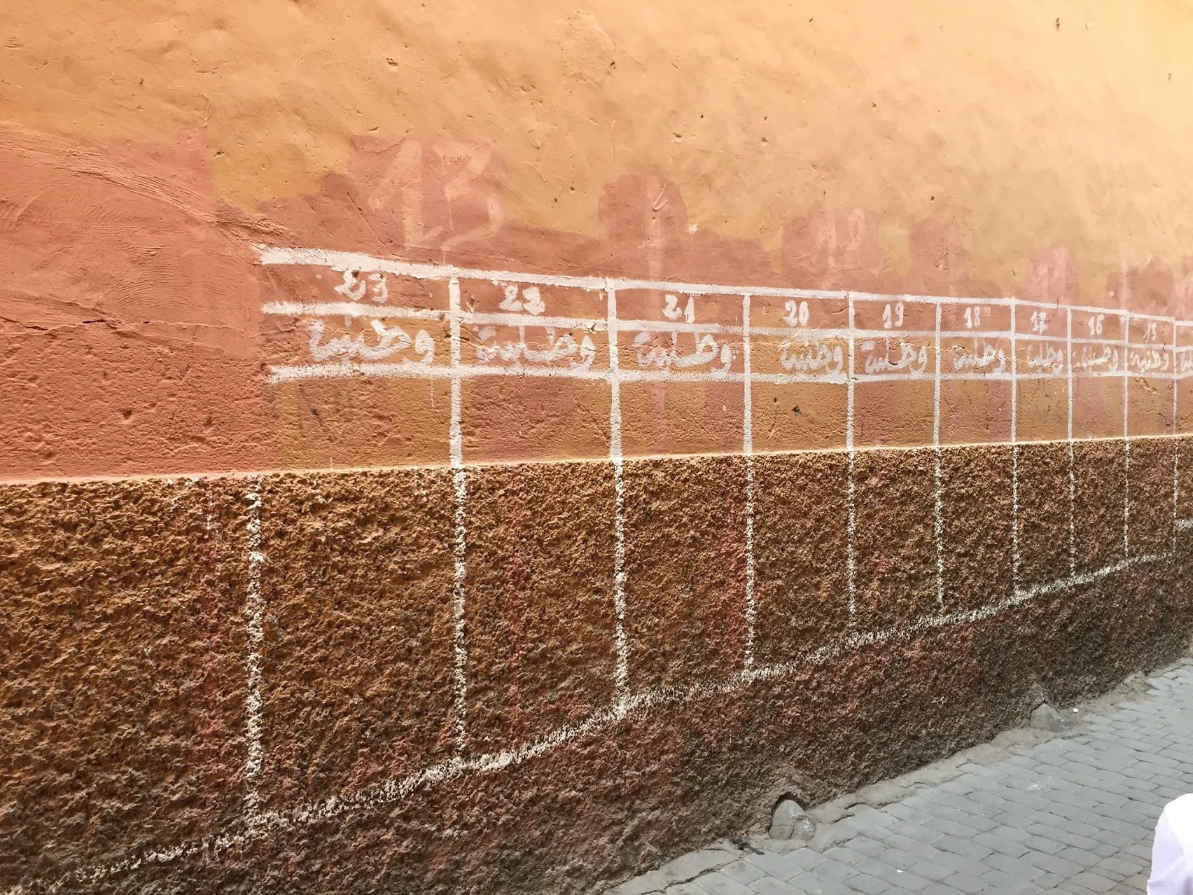 Painted wall, chalk grid