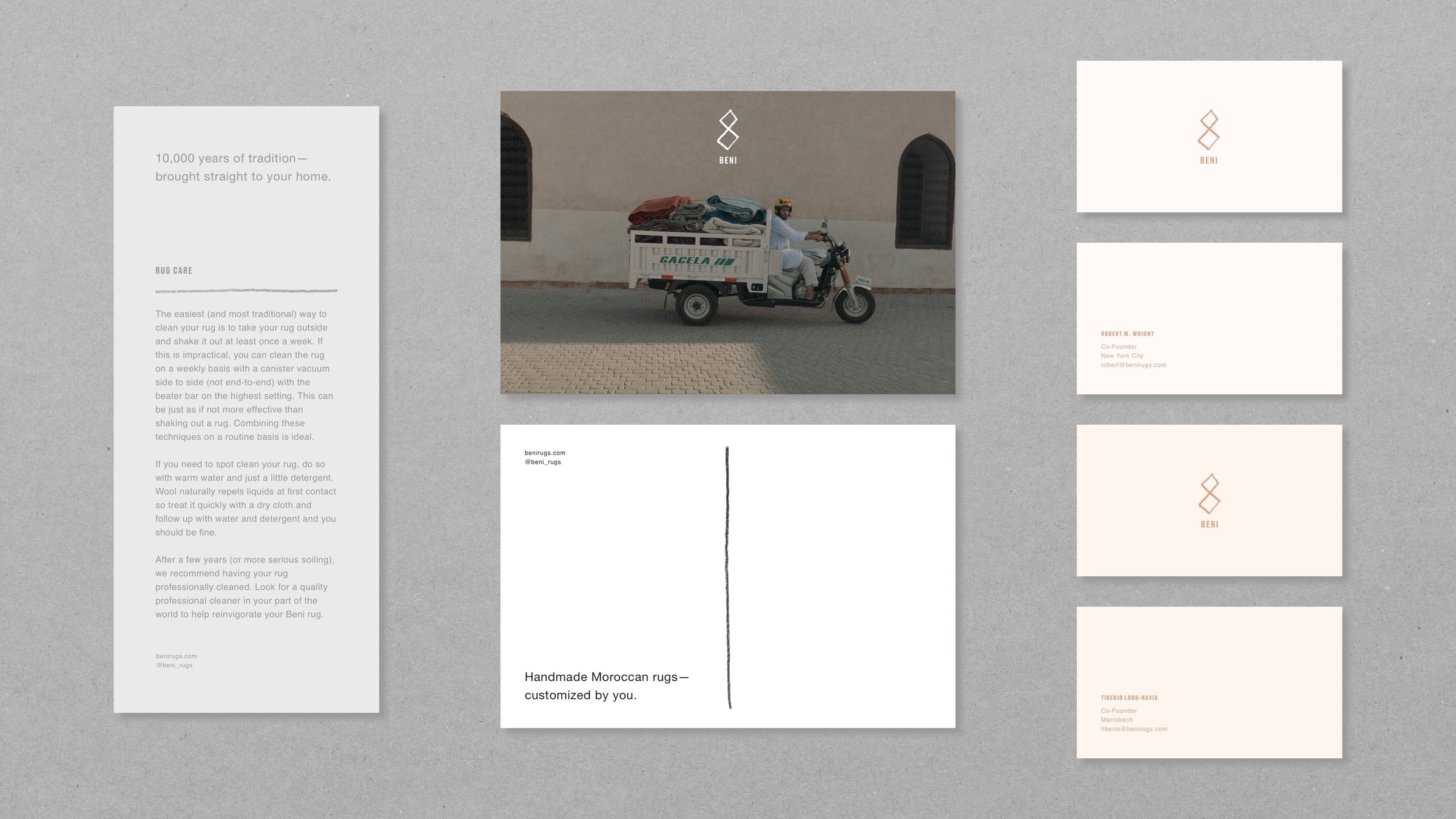 Print — letter, postcard, cards, and the delivery van in Marrakesh