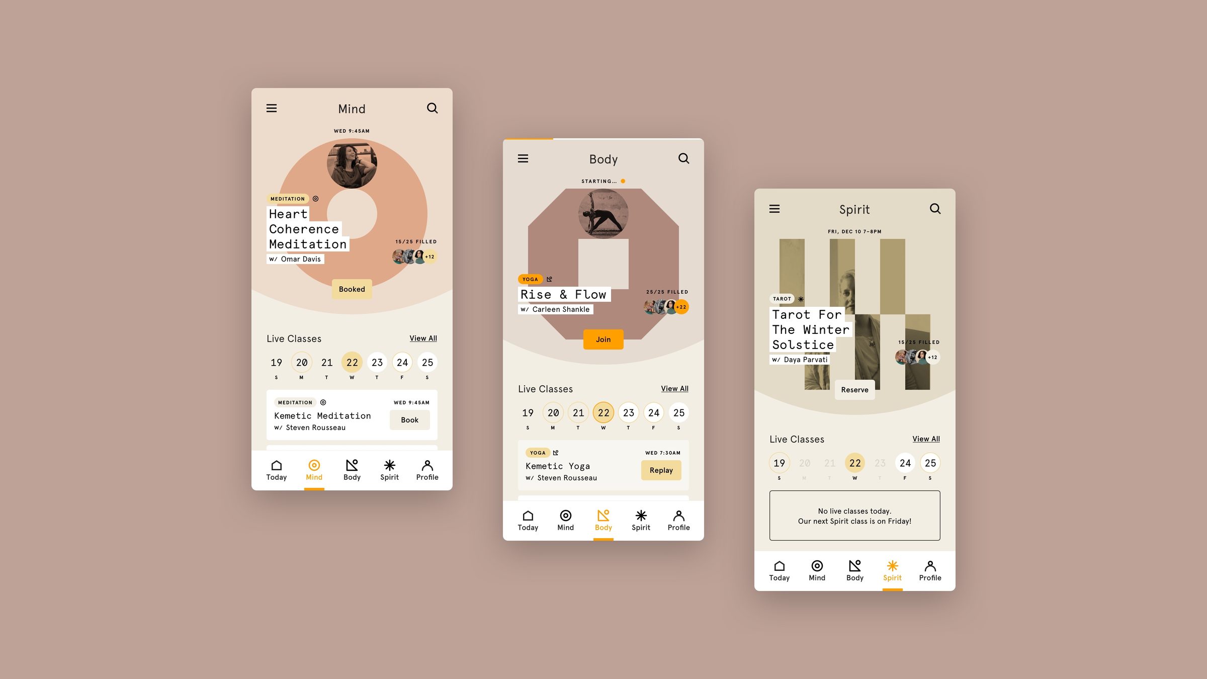 Category pages — Mind, Body, Spirit