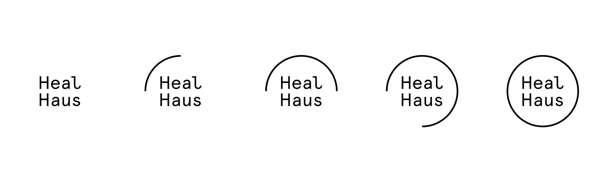 Logo loader — five frames, arc drawing closed