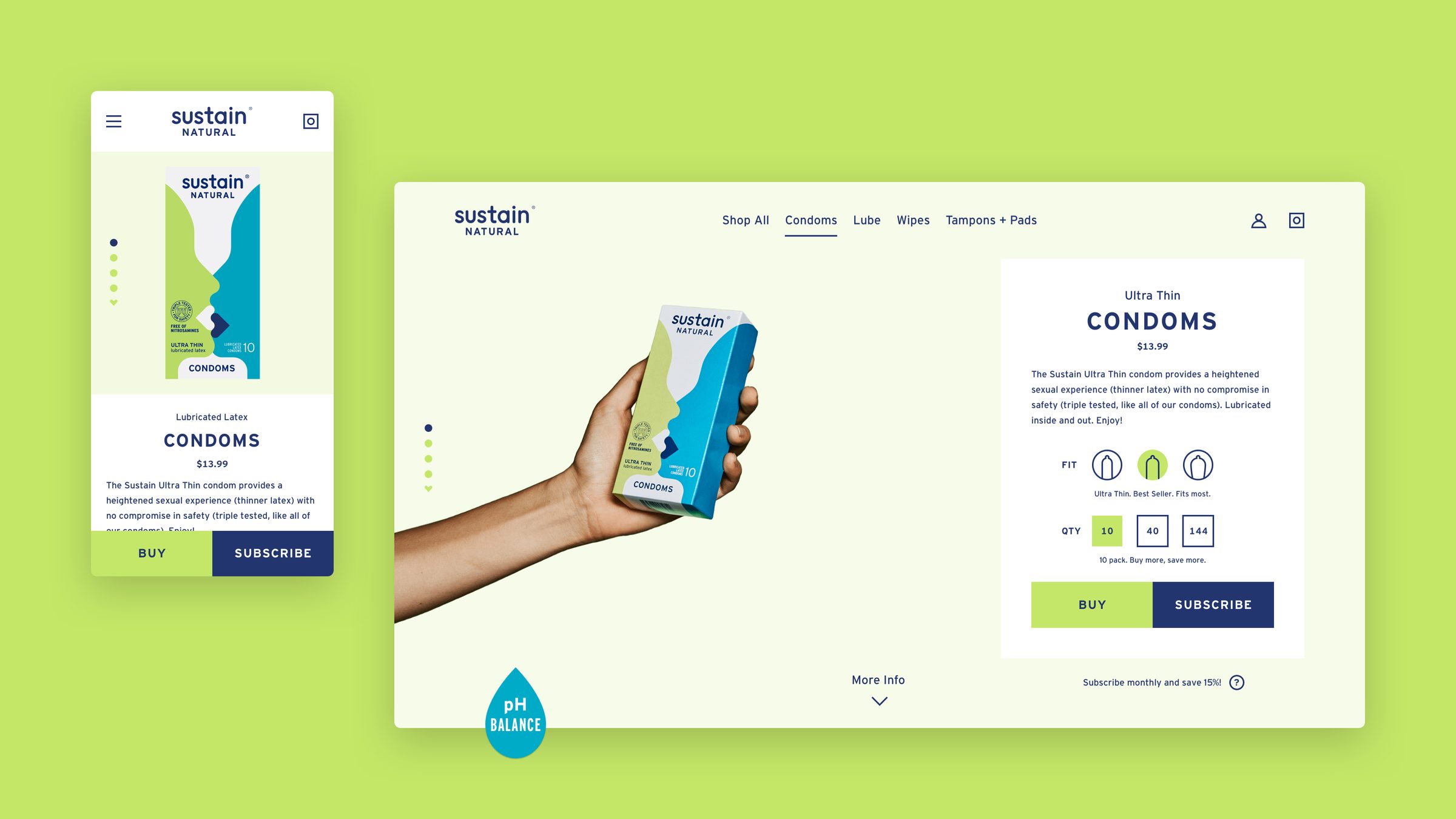 Condoms product page — buy or subscribe